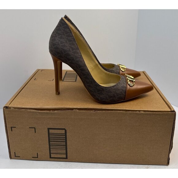 Michael Kors Parker Signature Brown Gold Pump Women's 7.5 M - Picture 9 of 9